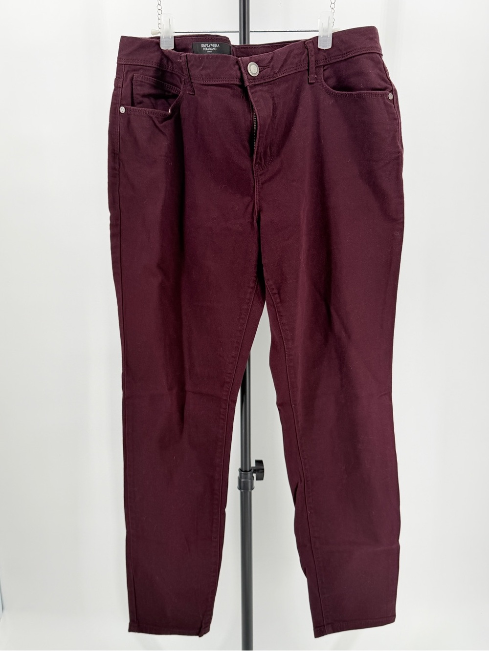 Simply Vera Mid-Rise Women's Straight Skinny Leg Jeans Purple Size 12 33W goth